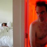 Contemporary fine art photography couples self portraits, Steve Giovinco, red bathroom