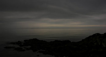 Fog at Twilight; Horizon Blending Sky and Water (Nightlandscape in Newfoundland)