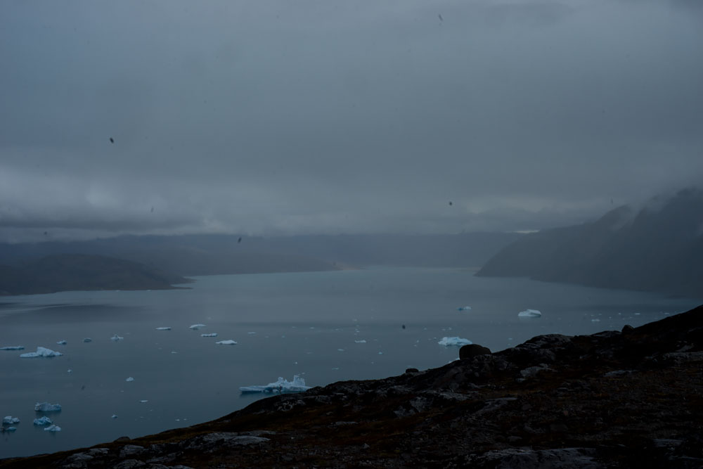 Photographing Greenland’s Primordial Landscape, Rainy View From Igaliku Looking Over Fjord, Icebergs: Lecture at Yale Club of New York