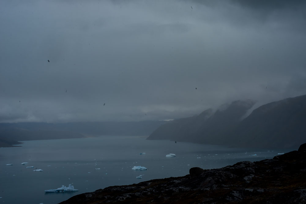 Photographing Greenland’s Primordial Landscape, Rainy View Igaliku Looking Over Fjord, Icebergs: Lecture at Yale Club of New York