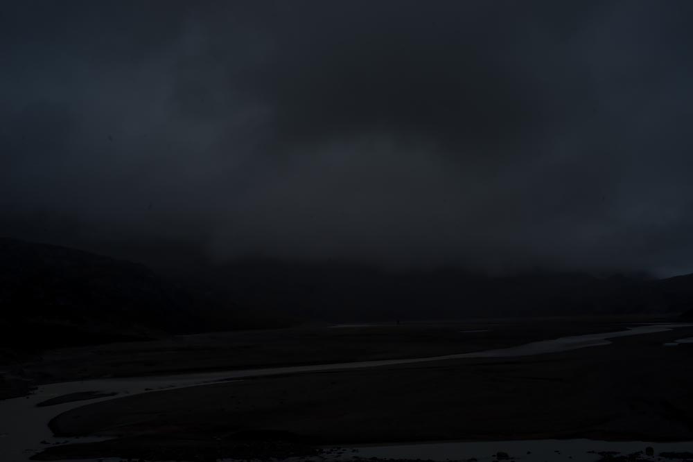 Photographing Greenland's Climate Changes: Night Landscape, Dark Foggy River, Steve Giovinco