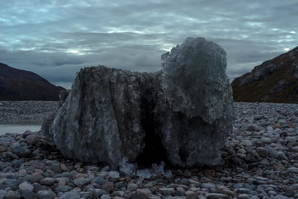 Photographing Greenland's Climate Changes: Night Landscape, Broken Ice Glacier