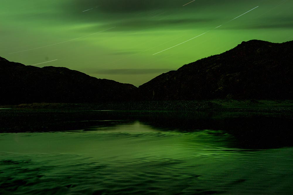 Night Landscape Photographs of Climate Change in Greenland: Glacier Lake