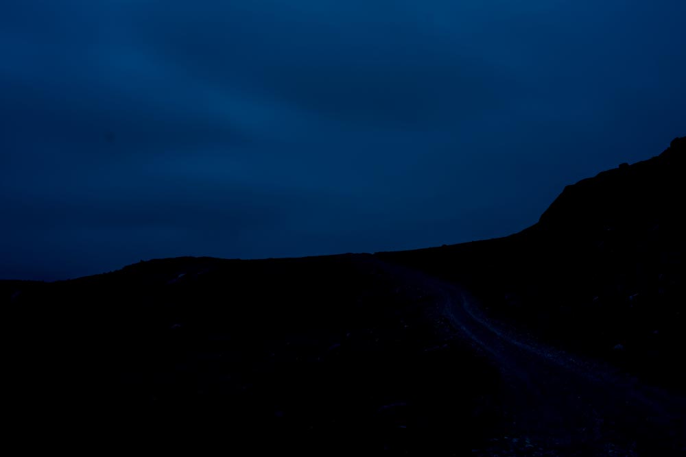 Night Landscape Photographs of Climate Change in Greenland: Dark Road