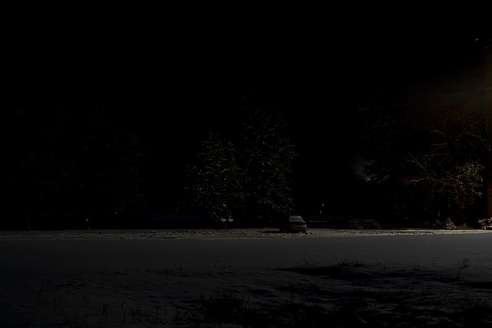 steve-giovinco-michigan-What Photographing at Night in an Abandoned 100-Year Old Factory Looks: Michigan Artist-in-Resident Lonely Car in Snow