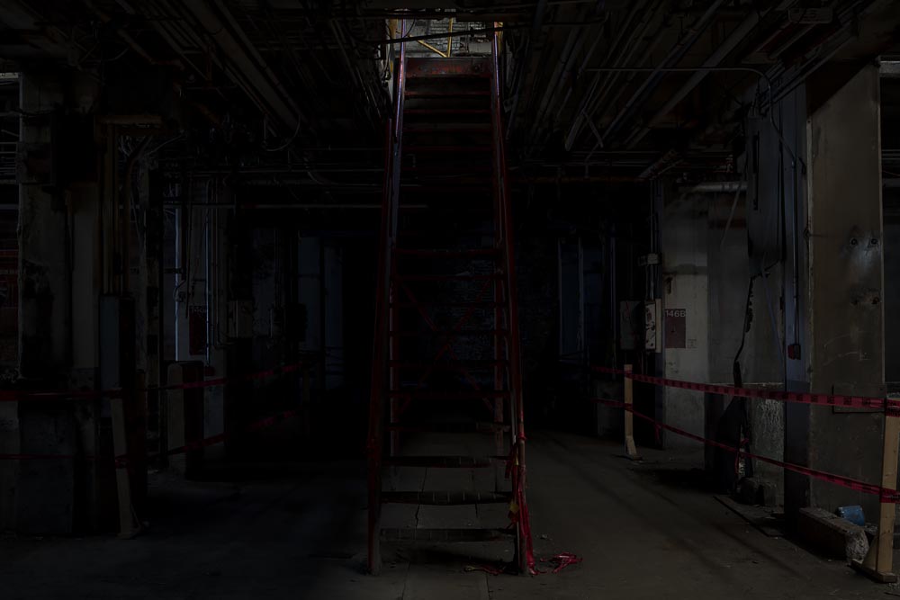 What Photographing at Night in an Abandoned 100-Year Old Factory Looks: Michigan Artist-in-Resident Stairs