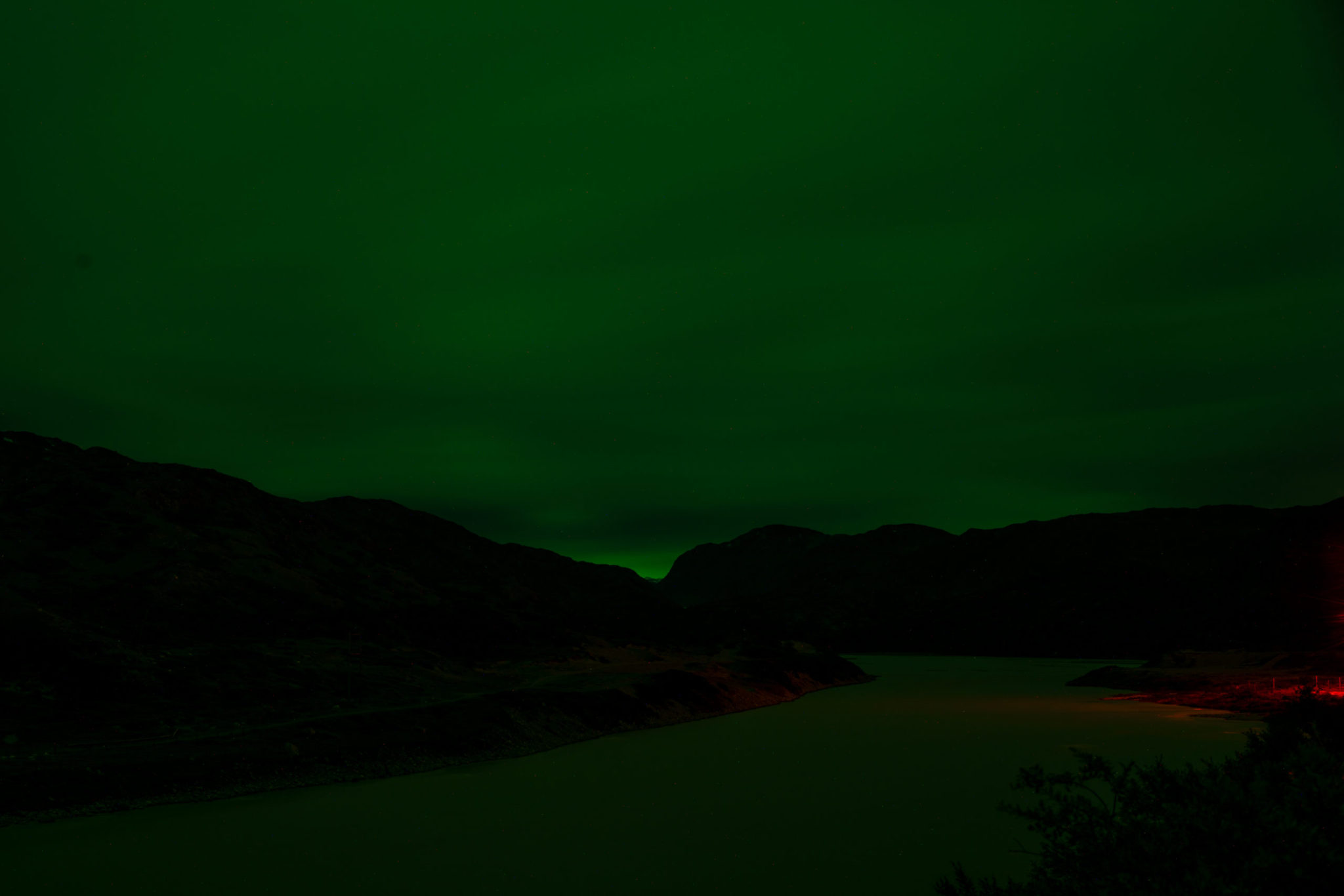 Fine Art Landscape Photographs of Arctic Greenland, Steve Giovinco: Glacier River with Red and Green Sky Long Exposure
