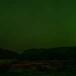 Fine Art Landscape Photographs of Arctic Greenland, Steve Giovinco: Northern Lights Green Sky Red on Field