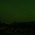 Fine Art Landscape Photographs of Arctic Greenland, Steve Giovinco: Northern Lights Green Sky Red on Field