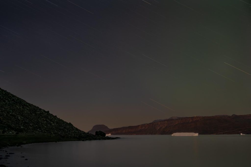 New Work: Ethereal Greenland Nightlandscape Photographs @SteveGiovinco Icebergs in Fjord with Aurora Borealis 