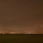 Sites at Risk of Climate Change: Night Landscape Photographs in The Netherlands, Steve Giovinco, Sustainable Energy, Strange Redish Light Fryslan, Flevoland