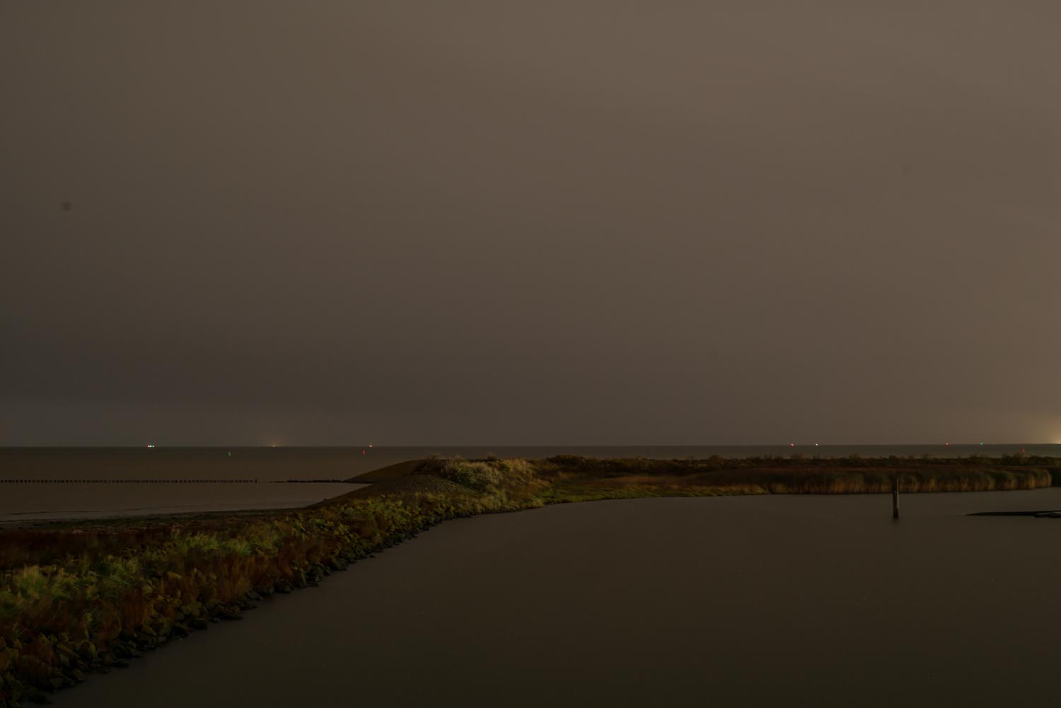 Sites at Risk of Climate Change: Night Landscape Photographs in The Netherlands, Steve Giovinco, North Holland with Small Glowing Lights in the Distance