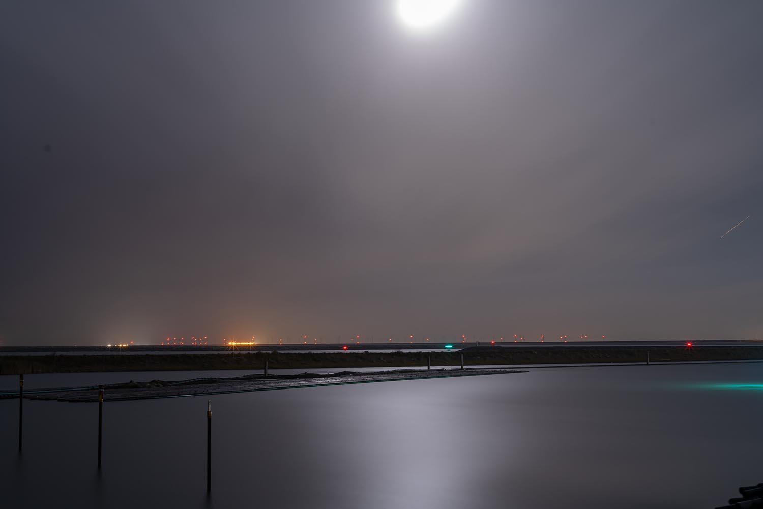 Sites at Risk of Climate Change: Night Landscape Photographs in The Netherlands, Steve Giovinco, Moon Over North Holland, Den Oever Harbor