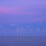 Sites at Risk of Climate Change: Night Landscape Photographs in The Netherlands, Steve Giovinco, Wind Farm Sustainable Energy, Twilight with Beautiful Colors Fryslan, Flevoland