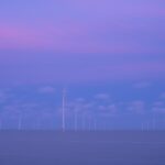 Sites at Risk of Climate Change: Night Landscape Photographs in The Netherlands, Steve Giovinco, Wind Farm Sustainable Energy, Twilight with Beautiful Colors Fryslan, Flevoland