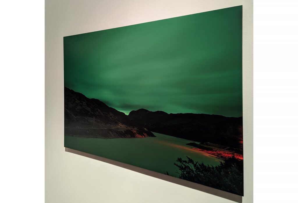 Arctic Edge, Photography Exhibition at Scandinavia House NYC, Night Landscape Photos of Greenland, By Steve Giovinco, View of Print on Wall, Close Up